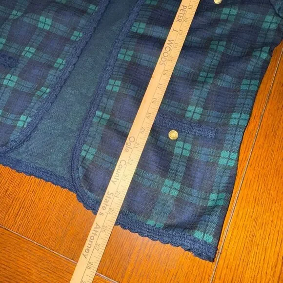 Alfred Dunner Vintage Plaid Jacket – Size 10 – Made in USA – Gold Button Trim - Picture 10 of 11
